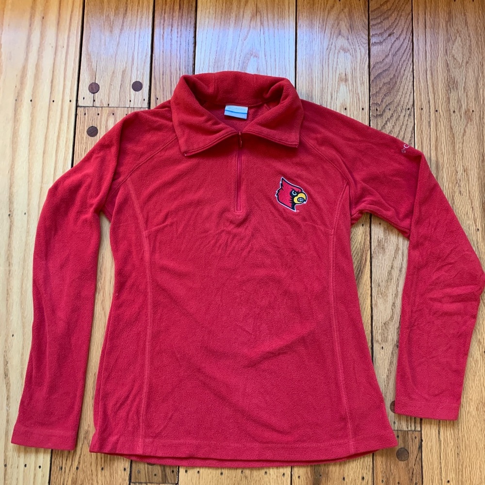 Columbia Louisville Cardinals women’s red 1/4 zip fleece pullover size S